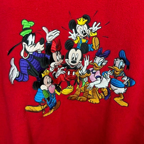 90s Vintage Disney Store Red Fleece Sweatshirt | Size L Oversized - Picture 2 of 8